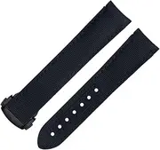 [AEMALL] 20mm Black Line High Density Nylon Cowhide Watchbands For Omega AT150 Seamaster 300 Planet Ocean De Ville Speedmaster Curved End Watch Band