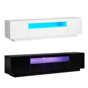 Oikiture TV Unit Entertainment Unit TV Cabinet Stand LED Gloss 180CM Black White