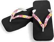 Hajime(一歩) [One Step] [Hajime] Geta Clogs, Soft and Water Resistant, Made of Sponge 11.2 inches (28.5 cm), BK/Large Flower 2, Large Flower 2 (Flower 2/28.5), flower 2, 28.5 cm