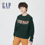 GAP 男童裝 LOGO刷毛大學T 碳素軟磨系列-深綠色(446265)