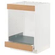 METOD / MAXIMERA base cab for hob+oven w drawer, white/Vedhamn oak, 60x60x80 cm