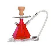 Red Shisha with LED Light - Remote Control Hookah Pipe, Single Hose, 34cm