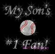 MY SONS 1 FAN BASEBALL RHINESTONE IRON ON TRANSFER MOM
