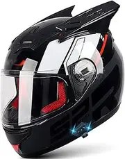 Motorcycle Full Helmet Offroad Helmet with Bluetooth Motorcycle Helmet Removable Helmet Flip Visor for Street Racing Motocross Cruiser DOT/ECE Approved