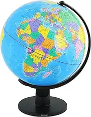 Exerz 30CM Educational Globe - Large World Globe Swivel Rotating Political Map - Diameter 30cm