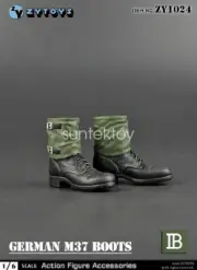 ZY ZY1024B WWII German ARMY M37 Boots Black 1/6 Scale Fit 12" Action Figure New