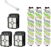 7 Pieces Vacuum Cleaner Brush Roll Accessories for Bissell Crosswave 1866/1868/1926/1785 Vacuum Cleaner Replacement Kit 3 Roller Brushes + 3 Filters + 1 Cleaning Brush Wet & Dry Vacuum Cleaner