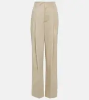 [Bottega Veneta] Bottega Veneta High-rise cotton and silk wide-leg pants AU 14 white