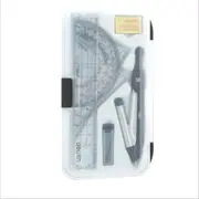 7pcs Set Plastic+metal Geometry Protractor Drawing School Eraser Compasses Set Math Eraser Ruler For Students High Quality