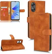 Compatible with Oppo A17 4G Flip Wallet Cover,Compatible with Oppo A17k 4G Kickstand Magnetic Closure Brown