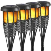 Solar Torch Light with Flickering Flame, 4 Pack Waterproof Bamboo Torches Han...