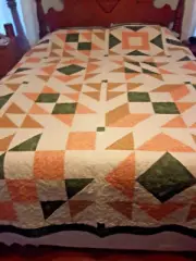 Handmade sampler queen quilt, new