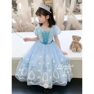迪士尼公主裙子夏季兒童禮服愛莎