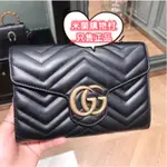 二手 GUCCI 古馳 474575 GGMARMONT WOC黑色MIN/單肩包/斜背包信封包 鏈條包