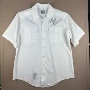 Garrison White Military Shirt Men 17C Short Sleeve Button Front USA Made 65/35