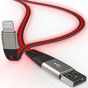 [Apple MFi Certified iPhone Charger, Led Breathing Light Lightning Cable Fast Charging Cord Compatible iPhone 14 Pro Max13/12/11 Pro Max/Mini/XS MAX/XR/XS/X/8/7/Plus iPad AirPods 6ft,Red