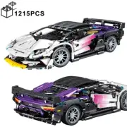 1215PCS Technical Speed Sports Car Building Blocks Purple Gradient