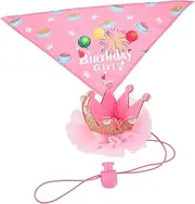 ERINGOGO 2Pcs Dog Birthday Party Hat and Scarf Set Pet Costume Accessories Chic Design for Puppies Comfortable Machine Washable for Celebrations