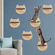 Handepo 6 Pcs Cat Shelves - Wall Mounted with Scratching Mat & Stairs Wall Steps Ladder Climbing Cat Shelves Perch Supplies for Playing Climbing Indoor