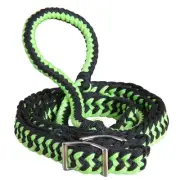 HILASON Braided Poly Barrel Racing Contest Flat Reins 1" X 8Ft Lime Green-Black