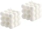 Bubble Candles White Bubble Candles Set, Floating Shelves Cool Shaped Small Bubble Candles Strong Scented Cube Funny Aesthetic Candle for Trendy Home Bathroom Room Shelf Decor Candle (2 Pack)