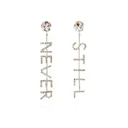 Culturesse Never Still Clear Diamantes Silver Plating Earrings For Pierced Ears