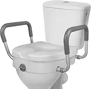 Raised Toilet Seat with Padded Handles, Elevated Riser, Commode Lifter, Easy Clean, Adjustable Width 18-20 inches, Load Capacity 300 Pounds, White