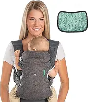 Infantino Flip Advanced 4-in-1 Baby Carrier - Ergonomic, Convertible, Face-in and Face-Out Front and Back Baby Carrier for Newborn to Toddler 3,6-14,5kg, Grey with Bib