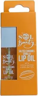 Sol Beauty Salted Caramel Vanilla Lip Oil with Cocoa Butter and Shea Butter, Hydrate and Soften your Lips, Vegan Friendly and Cruelty Free Lip Oil 3g
