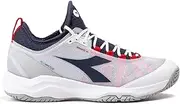Diadora Men's Speed Blushield Fly 4+ All Ground Tennis Shoe (White/Blue Corsair/Fiery Red, 7.5)