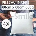 4x Memory Resistant Cushion Pillow Inserts Polyester Filling 60cm x 60cm