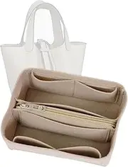 Lckaey Bag Organizer for hermes picotin 18 bag organizer insert Zipper Lid Liner Organizer 1008Khaki-B-S, S/16*9*11cm