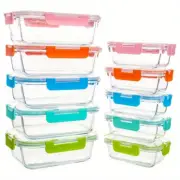 10PCS High Borosilicate Sealed Lid Food Storage Container Glass, Reusable