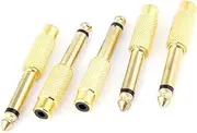 uxcell® 5 Pcs 6.35mm Male Stereo Jack to RCA Female Connector Audio Adapter