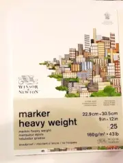 Winsor & Newton MARKER HEAVY WEIGHT 43lb Bleedproof Paper Pad - 25 pages 9x12 in