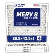 Filter King 28.5x43.5x1 Air Filter 4-PACK MERV 8 Actual Size 28.5 x 43.5 x .75"