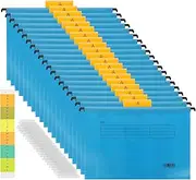 AKOLAFE 20 Pack A4 Filing Cabinet Suspension Files Hevy Duty 40cm Filing Cabinet Dividers A4 Foolscap Blue Hanging Files with Tabs and Inserts for Office, Home and School