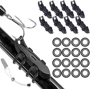 Lure Magnetic Hooker, Lure Magnetic Automatic Hook Keeper,Fishing Bait Holder with 2 Sizes Rubber Rings,Mini Tackle Organizer for Fishing Rod Prevent Line Tangle,Quick Installation(Black,8Pcs)