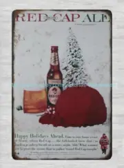 RED CAP ALE Happy Holidays Ahead metal tin sign contemporary wall art