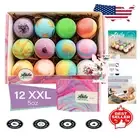 Deluxe Aromatherapy Bath Bomb Set - 12 XXL Natural Floaters for Relaxation