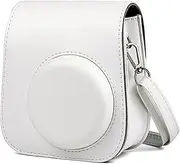 Portable Instant Camera Case Bag Holder PU Leather with Shoulder Strap Compatible Fit for Fujifilm Fit for Fuji Fit for Instax Mini 11(White)