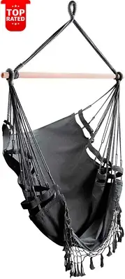 Hammock Single Double Chair Portable Swing Patio Porch Indoor Furniture Grey