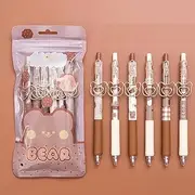 MEOKIM Kawaii gel pen cute bear pen ins Japanese student signature pen gel pen Kawaii stationery cute(Caramel Pudding Bear)