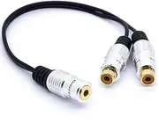 Gold Plated 3.5 to RCA Stereo Audio Splitter Cable 3.5mm Female Jack to 2 Phono RCA Female Socket Y Adapter for Car, Amplifier, Speaker, DVD, 8 Inches/20 cm(3.5mm Female to 2RCA Female)