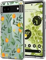 Unov Compatible with Pixel 6a Case Clear with Design Soft TPU Shock Absorption Slim Embossed Pattern Protective Back Cover for Pixel 6a 5G 6.1 inch (Citrus Flavors)