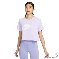 在飛比找Yahoo奇摩購物中心優惠-Nike 短袖上衣 女裝 短版 純棉 基本款 紫【運動世界】