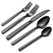 Black Silverware Set for 8, Heavy-Duty 18/0 Stainless Steel Black Flatware