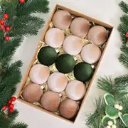 15Pcs Christmas Tree Baubles Xmas Velvet Balls Decor Hanging Home Party Ornament-Green