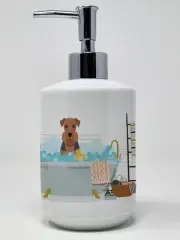 Grizzle and Tan Airedale Terrier Ceramic Soap Dispenser Hand Soap Dispenser