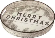 Primitives By Kathy Merry Christmas Serving Tray (Circle)